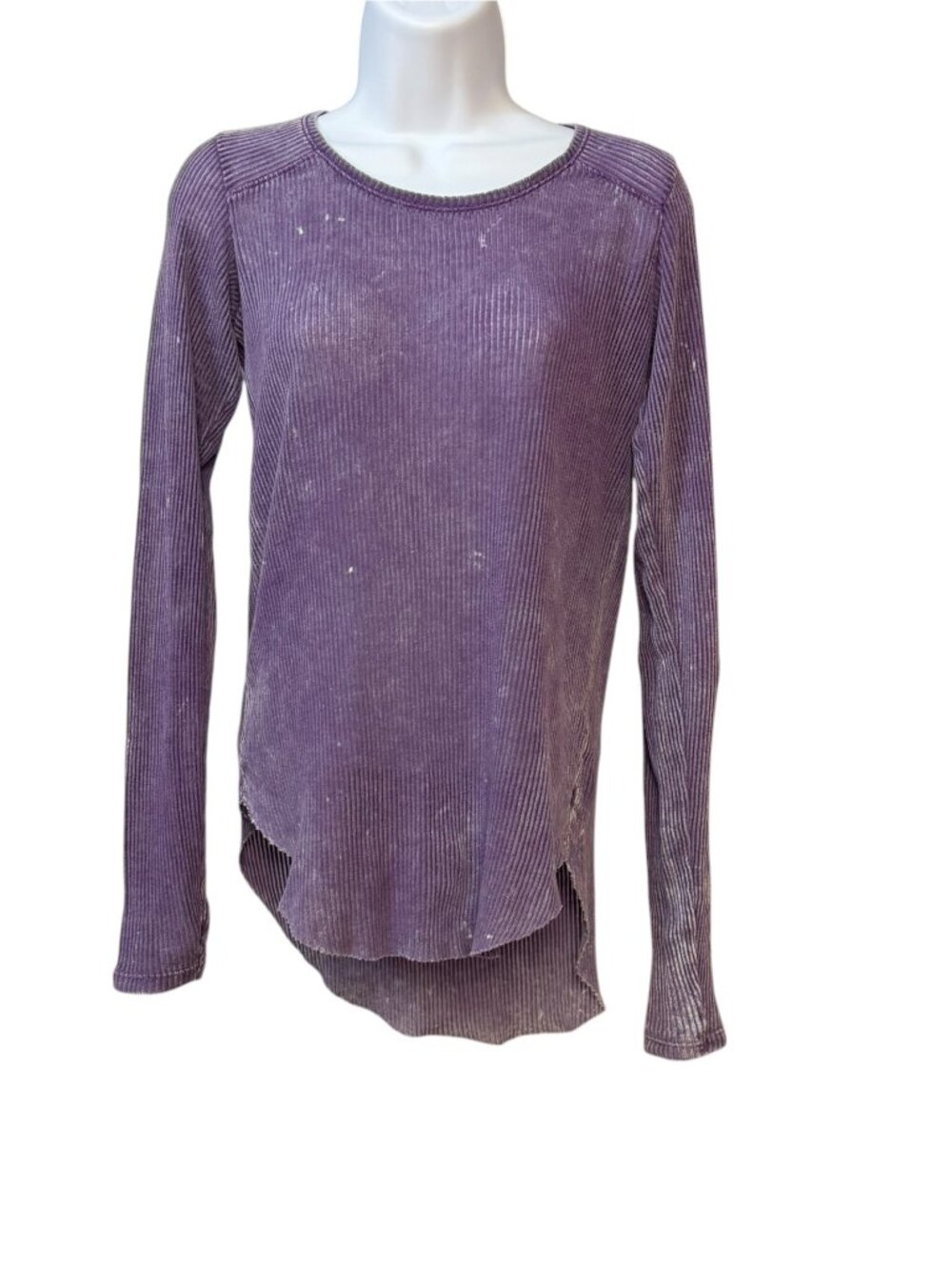 Free People We The Free Purple Lightweight Micro Ribbed Thin Long Sleeve Tee M
